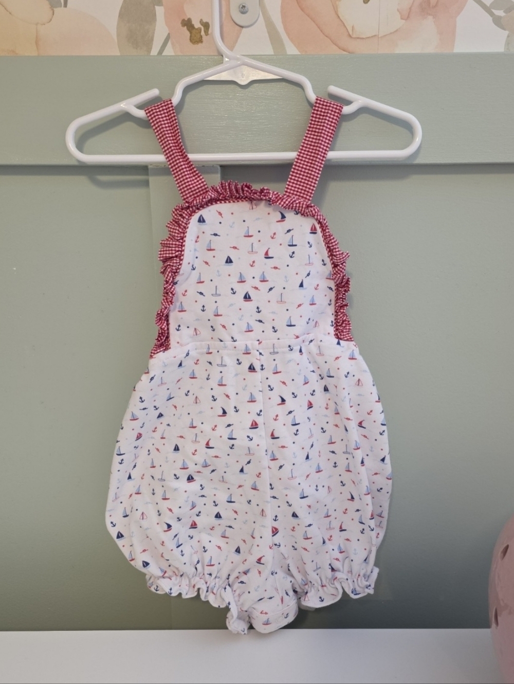 Lullaby set 3t smocked nautical Sailboat summer ocean bubble romper